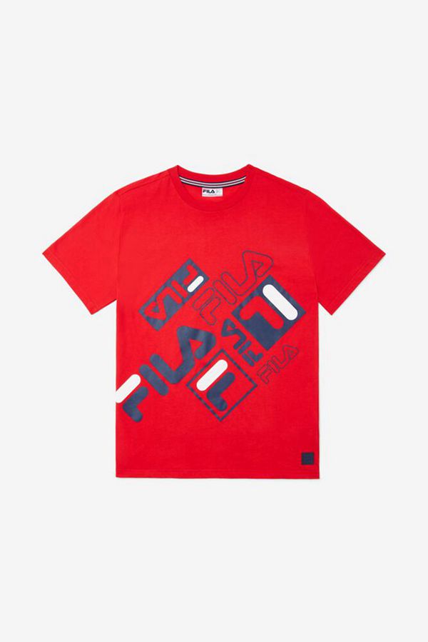 Fila Patterned Red Boy's Tee - Red,NZ 463-63947